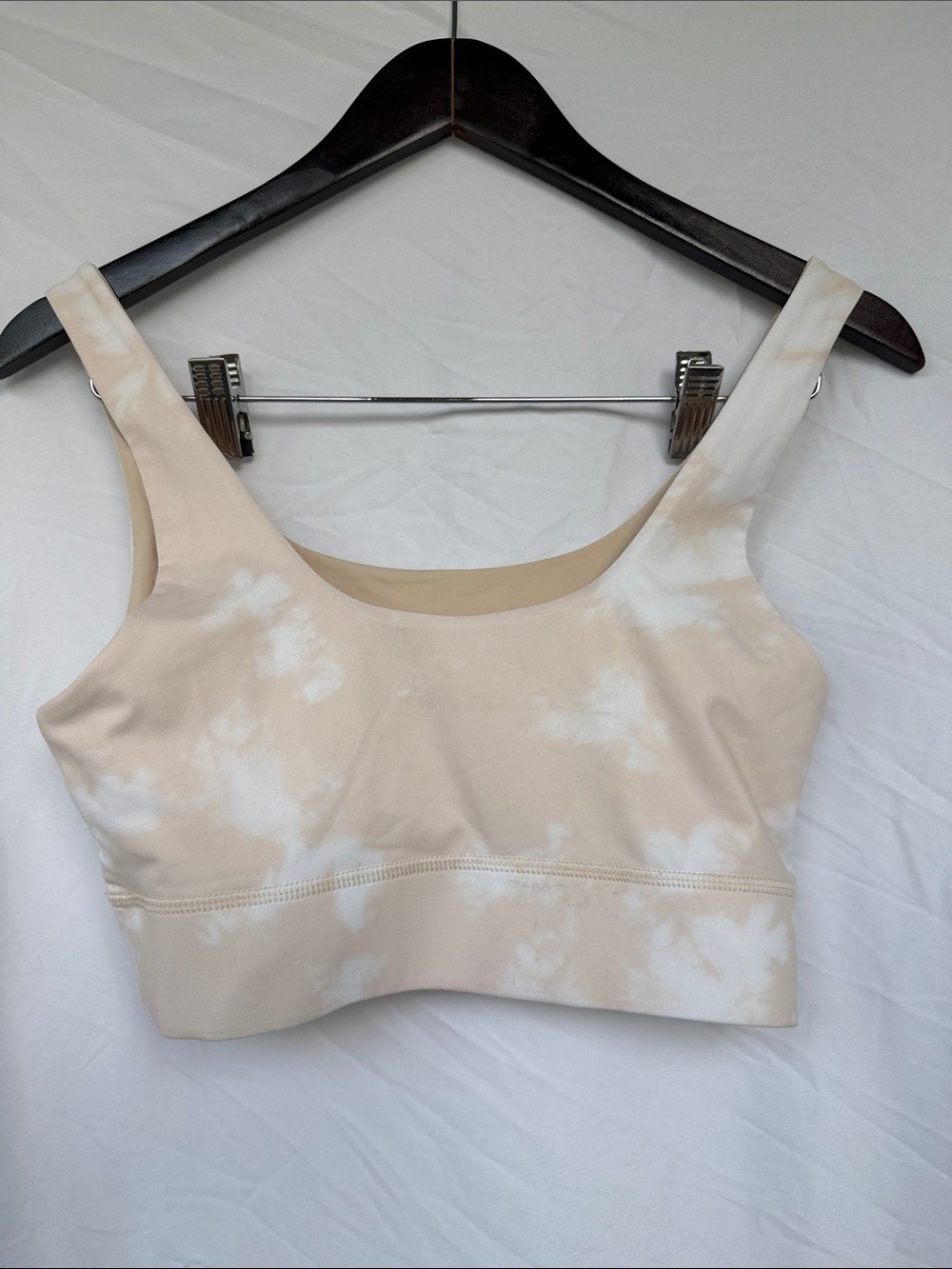 Fabletics Beige and White Tie-Dye Sports Bra